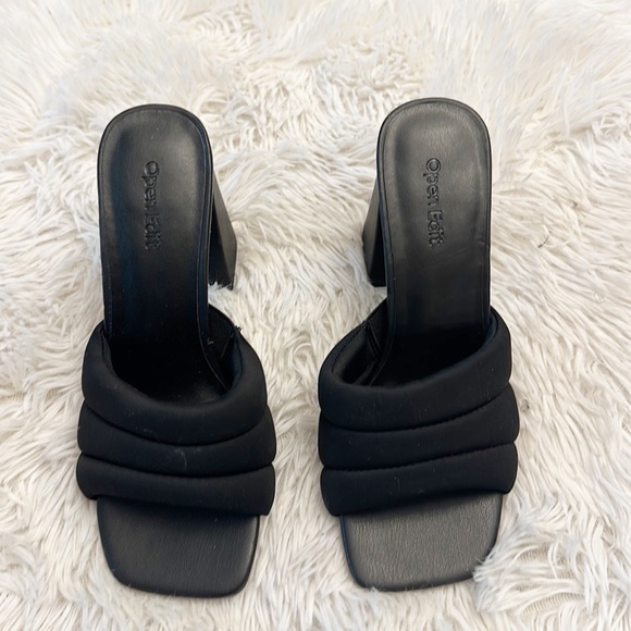 NEW Open Edit x Nordstroms Black square toe cushioned heels women size 6.5 - Picture 3 of 7